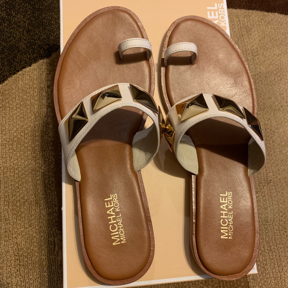 Michael Kors Leather Pyramid Stud Persia Sandal.